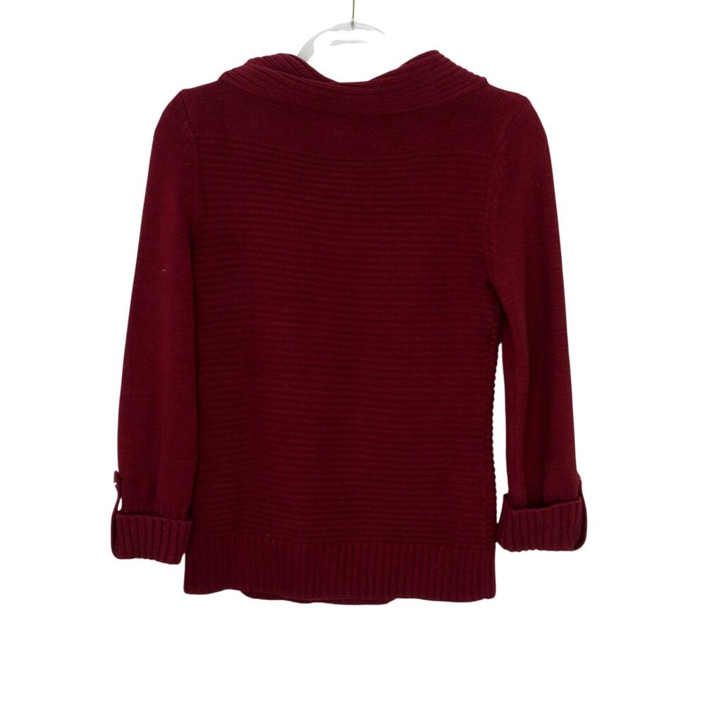 Jones New York Wine Red Shrug Neck Sweater Knit Cozycore Small Chic - Picture 3 of 7